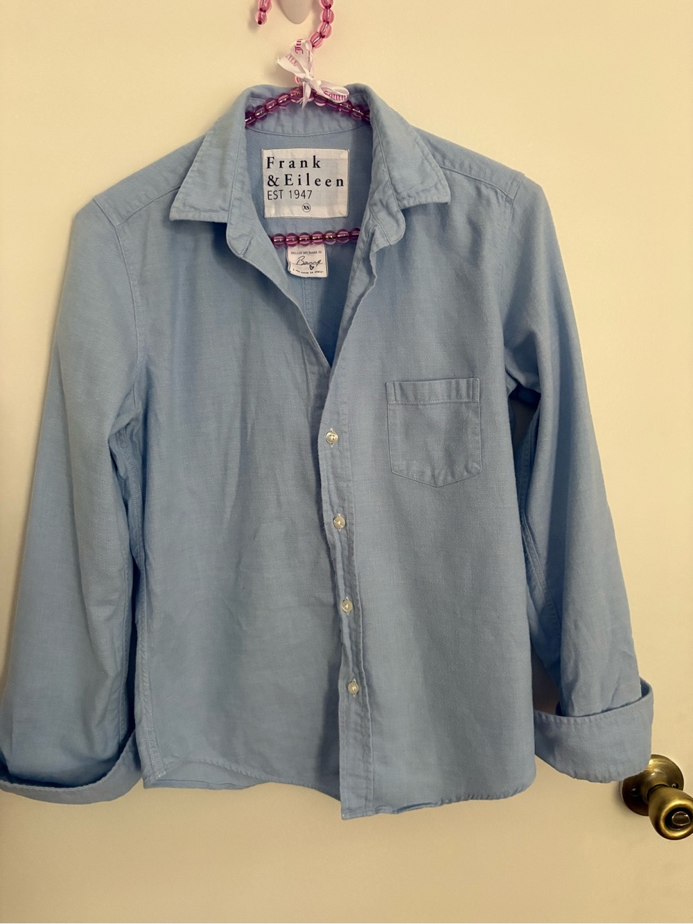 Frank & Eileen Barry Shirt XS Blue 100% Cotton Italian Fabric